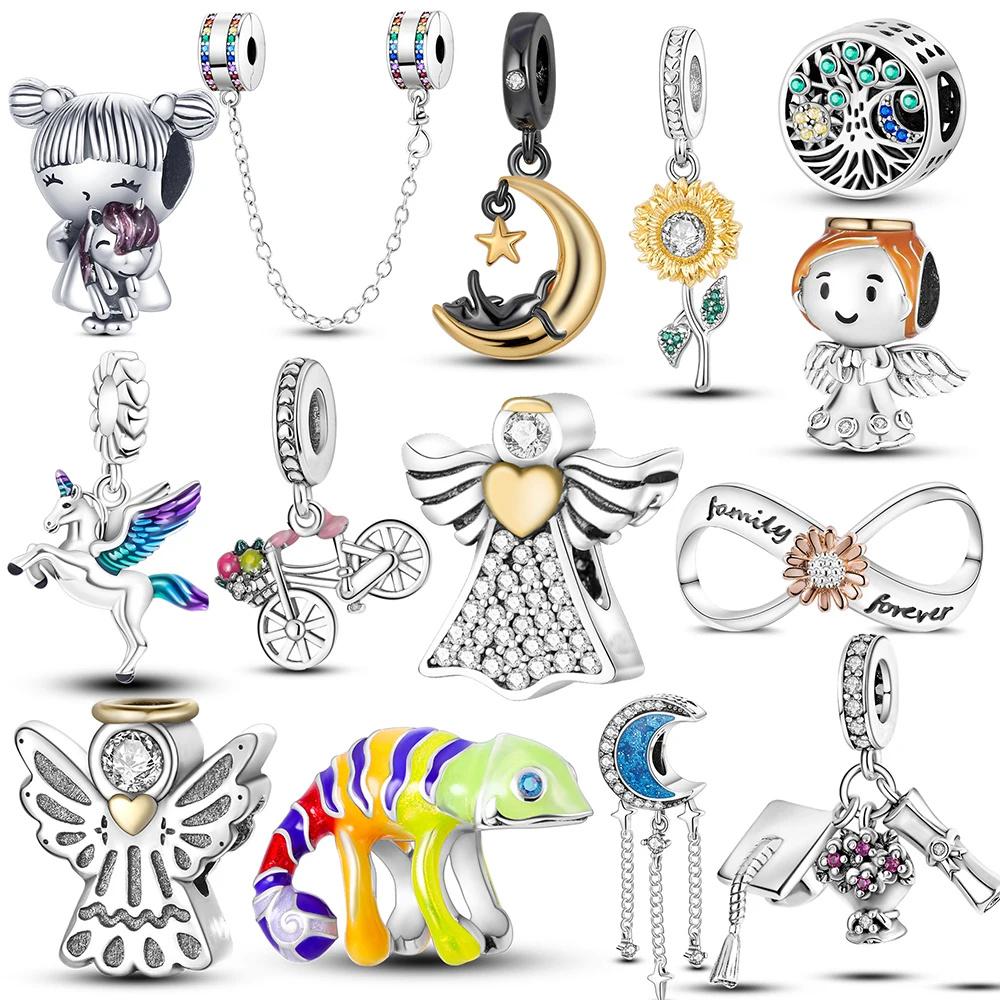 Copper Plated Angel Baby Heart Feature Lucky Star Pendant Charm Beads Fit Bangle Bracelet Women Gift Diy