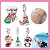 Copper Snowflake Christmas Socks Boots Coffee Penguin Charms Beads Brand Bracelet Exquisite Diy Jewelry Making Women'S Gift