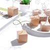1 PC Name Card Desktop Ornaments Wedding Decor Square Wooden Photo Clip Picture Frame Memo Holder