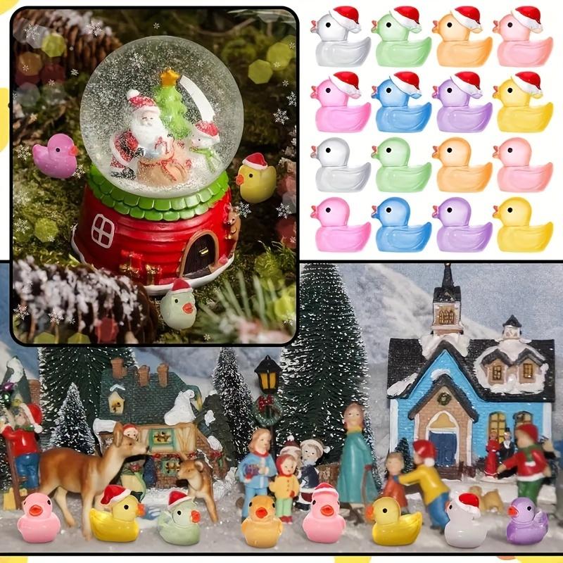 50 Stück Leuchtende Weihnachten Mini Harzente Leuchten im Dunkeln Kleine Ente Miniaturfiguren Für Party, DIY Mikro-Landschaftsdekor