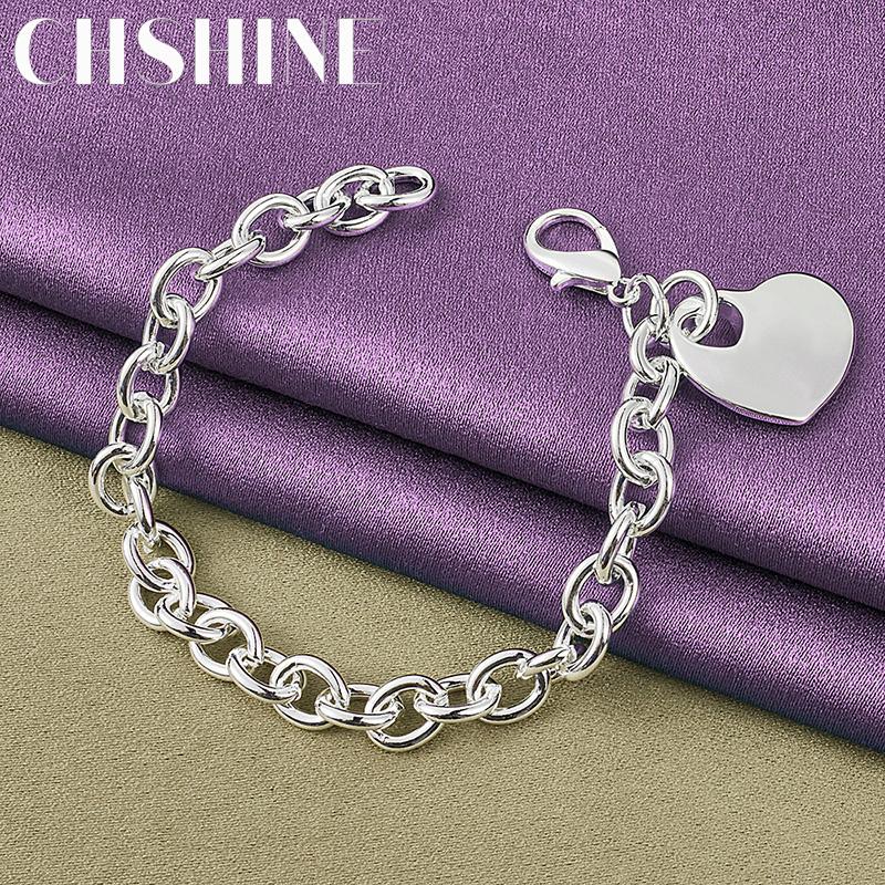 CHSHINE 925 Sterling Silver Solid Heart Bracelet For Women Men Fashion Charm High Quality Jewelry