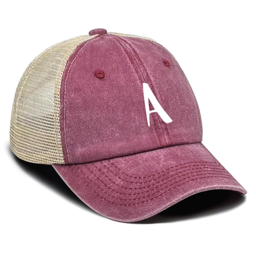 Unisex Mesh Cap WordArt A to Z Breathable Adjustable Baseball Hat Woman's Cap Cozy Snapback Trucker Hat Ideal Choice For Camping