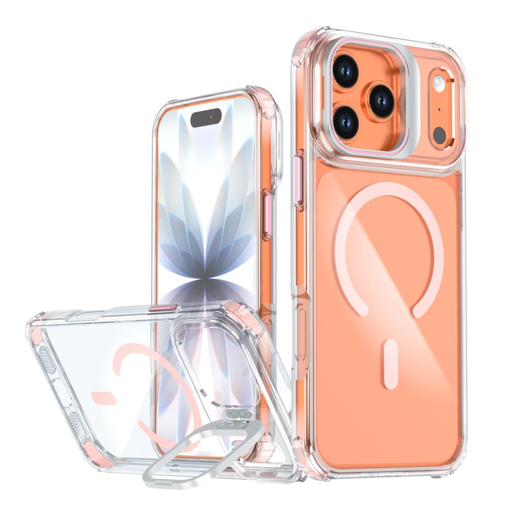 Applicable to iPhone17ProMax extraordinary magnetic suction bracket mobile phone case Apple 16Pro four corners anti-drop 15 sets