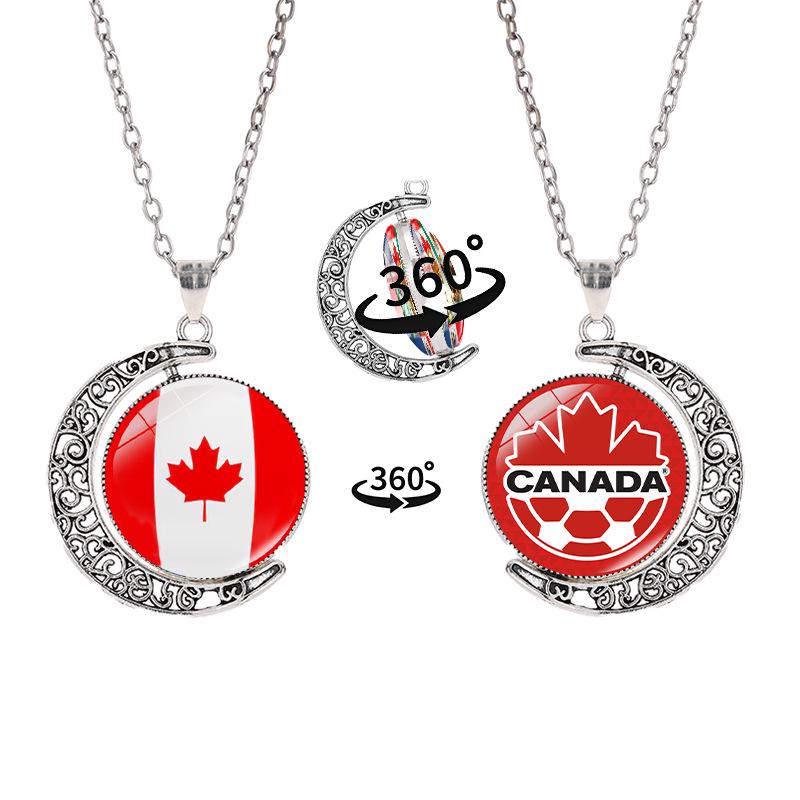 2026 World Cup Flag Emblem Double-Sided Crescent Pendant Necklace