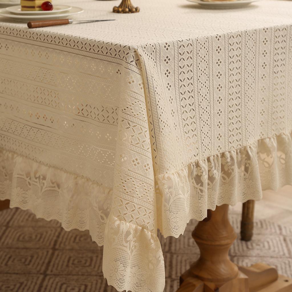 New Nordic Retro Lace Tablecloth Dustproof Heat Insulation Beautification Dining Table Cloth Coffee Table Cover