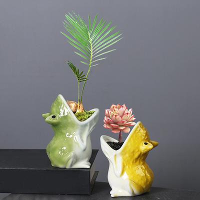 Kreativer Frosch-Blumentopf, Sukkulententopf, Keramik-Pflanzgefäß, Heimdekoration, Desktop-Ornament, Bonsai-Blumentopf, Gartendekoration