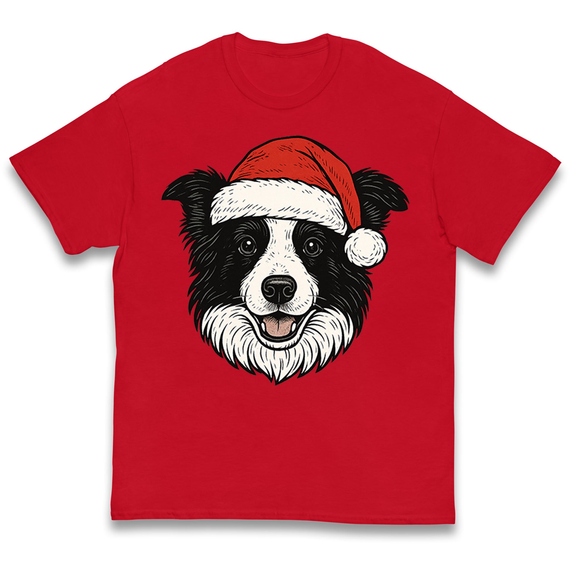 Border Collie Face Christmas Kids T Shirt 100