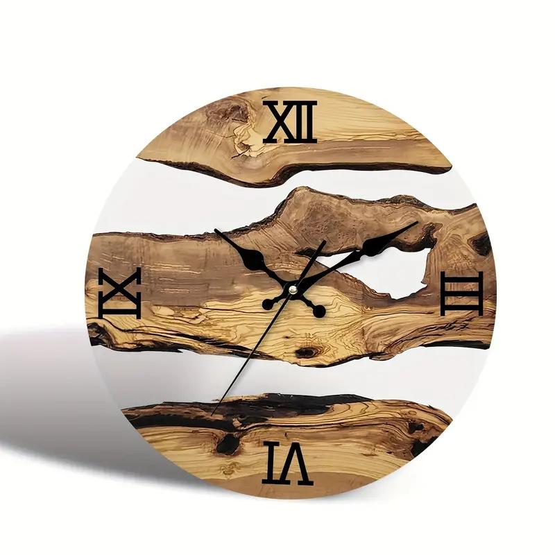 

Wood Grain Wall Clock Transparent Minimalist Design Hanging Silent Clock Living Room Office Art Wall Watch Home Decor Hororloge 11.8inch 30CM