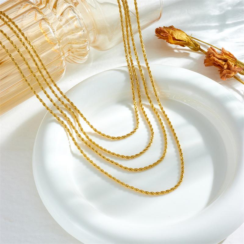 Gold Multi Layer Twisted Rope Chain Necklace Three Layered Design Necklace for Women Fashion Jewelry