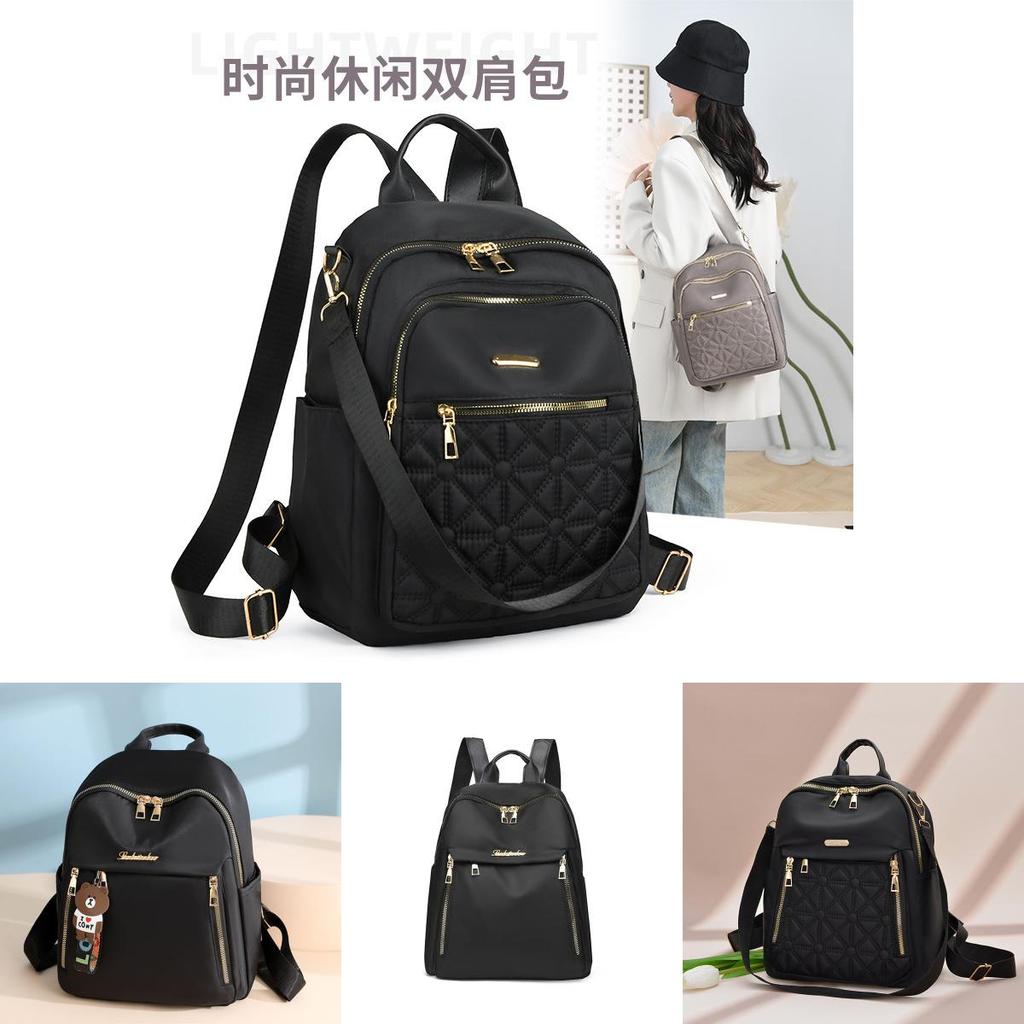 Letter Stylish Oxford Fabric Backpack For Women With Water Resistant Design And Spacious Interior For Travel