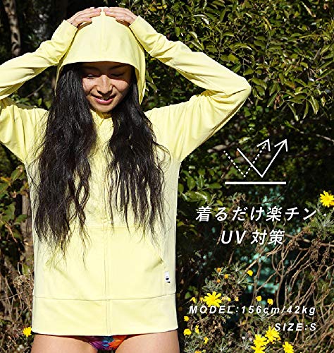 Heleiwaho Women's Rash Guard, Hoodie, Long Sleeve, Amphibious, Sweat-Wicking, Quick-Drying, UV Protection, UPF 50+, Size M, Black