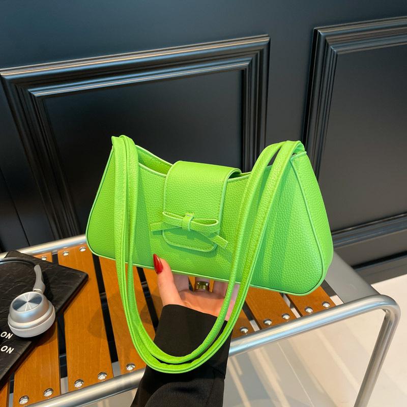 

Korean version of premium bow underarm women s bag 2025 summer trendy simple casual baguette bag shoulder handbag