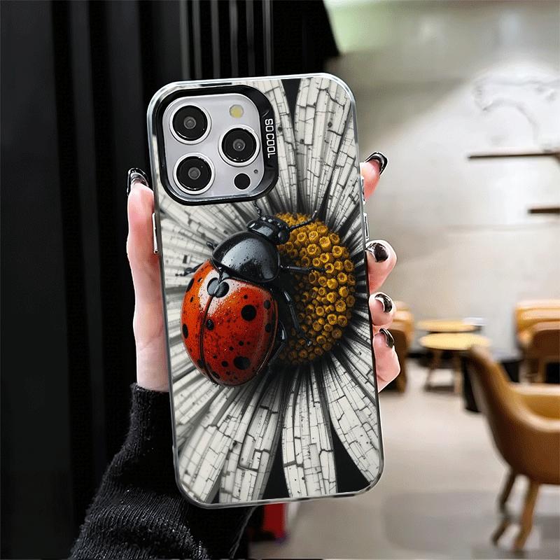 Seven-Spotted Red Ladybug Shockproof Phone Case for iPhone 17 Air 16 16E 15 Pro Max 14 Plus 13 Mini 12 Back Cover Anti Fall Fund