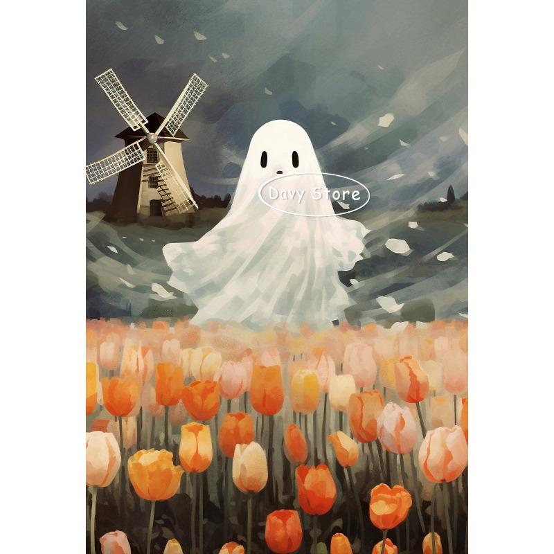 

Белый Призрак Каваи Хэллоуин Тыква Настенное Искусство Холст Живопись Белый Призрак Жизнь Постеры Принты Настенная Картина для Комнаты Домашний Декор 21cm×30cm NoFrame