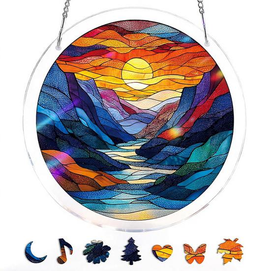 Window Hanging Ornament Suncatcher Puzzle Stained Glass Effect Decorative Light Shadow Art Piece for Balcony Window Decor Gift