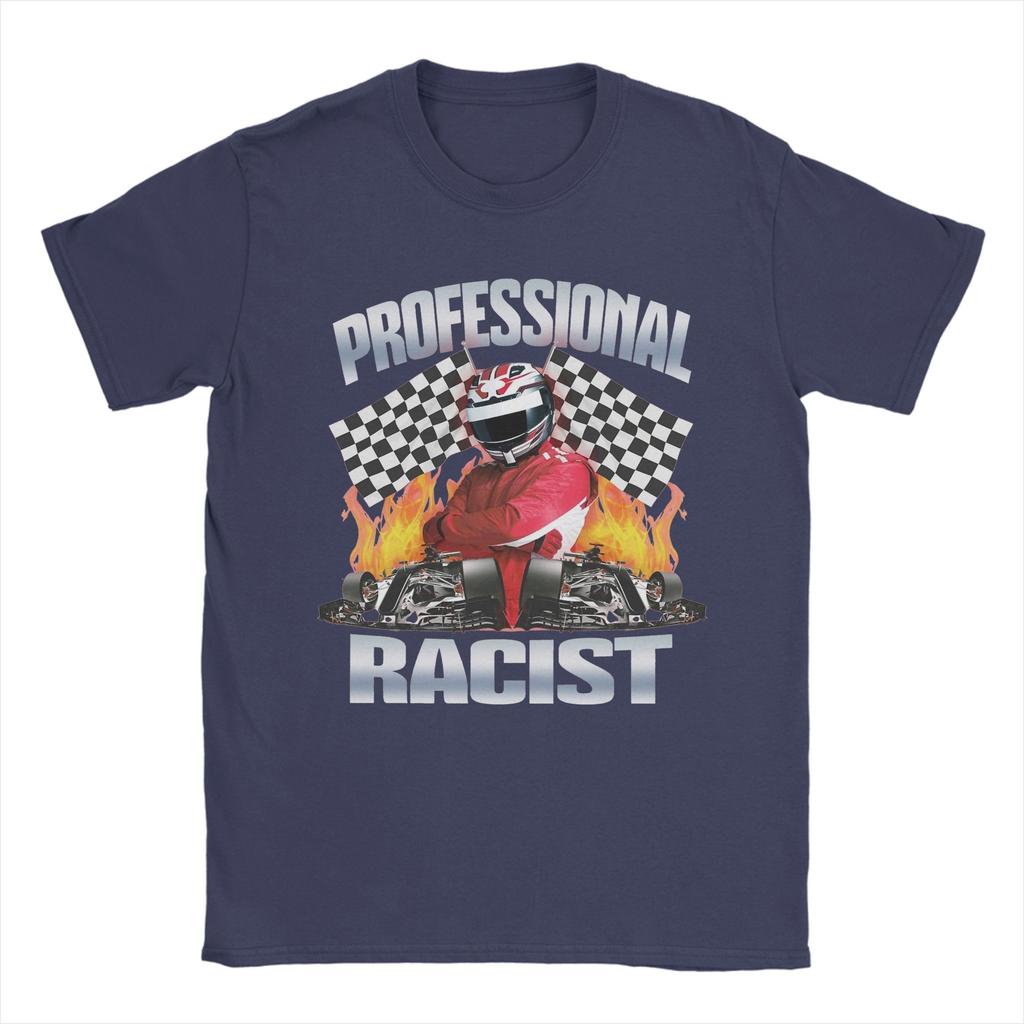 Vintage Professional Certified Racist Racing Meme T-Shirt Men Round Neck Short Sleeve Tops  Cotton Summer Top Tee