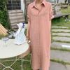 Shirtdress Women's Summer Simple Long Short Sleeve Dress Over The Knee