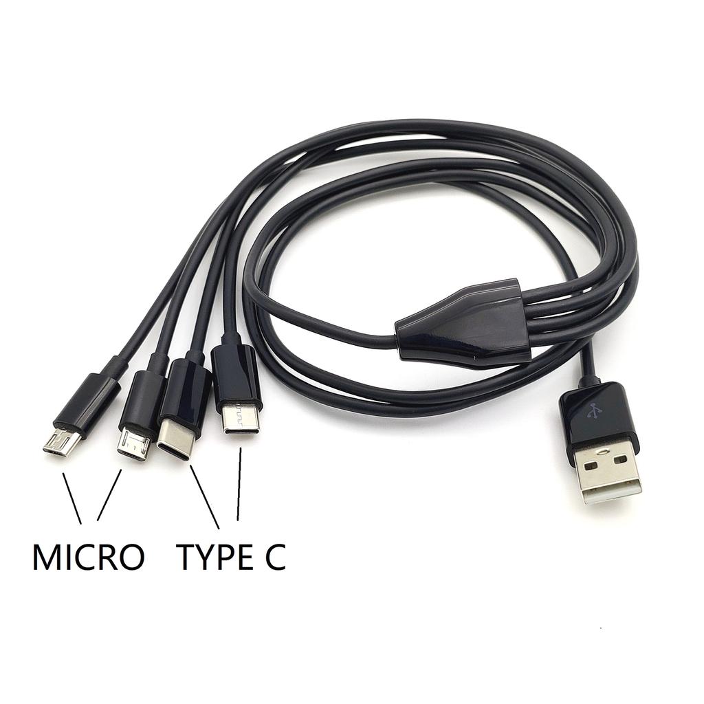 Multi Charging Cable Multiple Charger Cord USB to Type-C/Micro USB Power Cord Portable Power Cord 100cm/39.37in