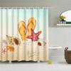 3D Scenic Landscape Seaside Beach Trees Flowers Shell Bath Curtain Shower Curtains for Bathroom Waterproof Polyester Frabic Hook