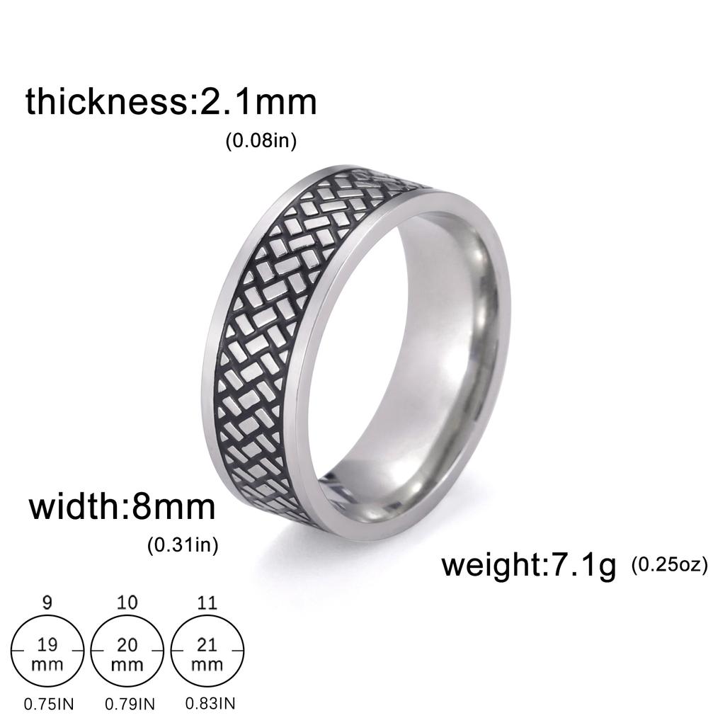 Stainless Steel Ring for Men Women 8MM Wide Geometric Casual Finger Rings Jewelry Wedding Gift for Lover