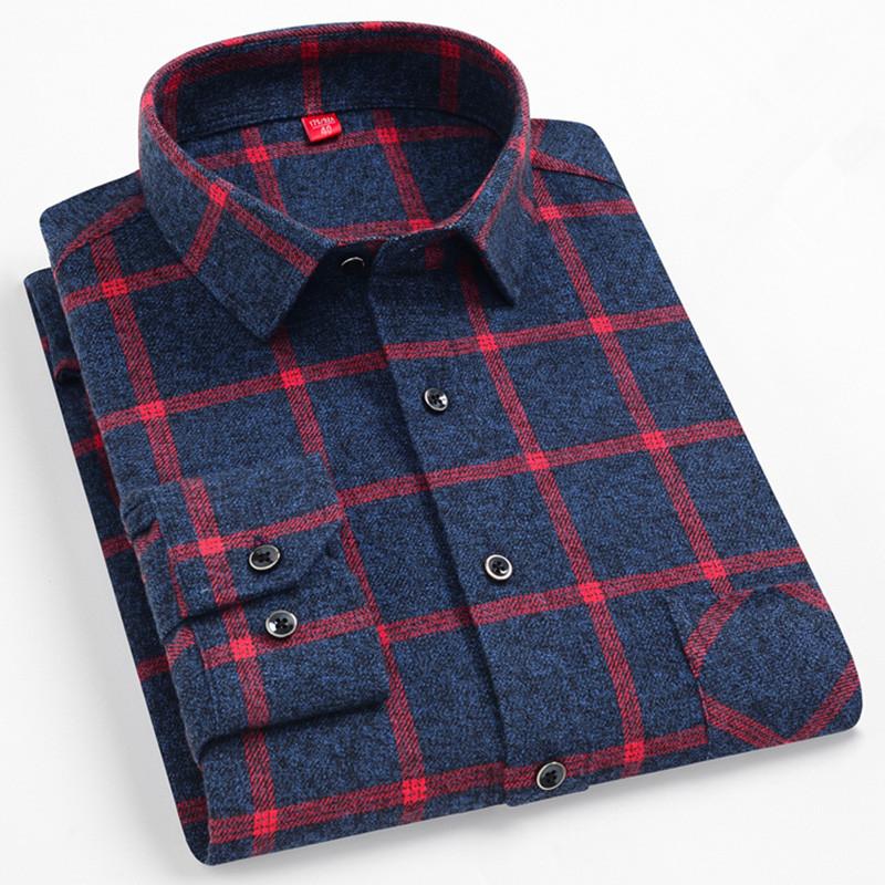 High Quality Men's Autumn New Long Sleeve Shirt Soft Fit British Style Home Leisure 100% Cotton Plaid Stripe Outdoor Travel Tops