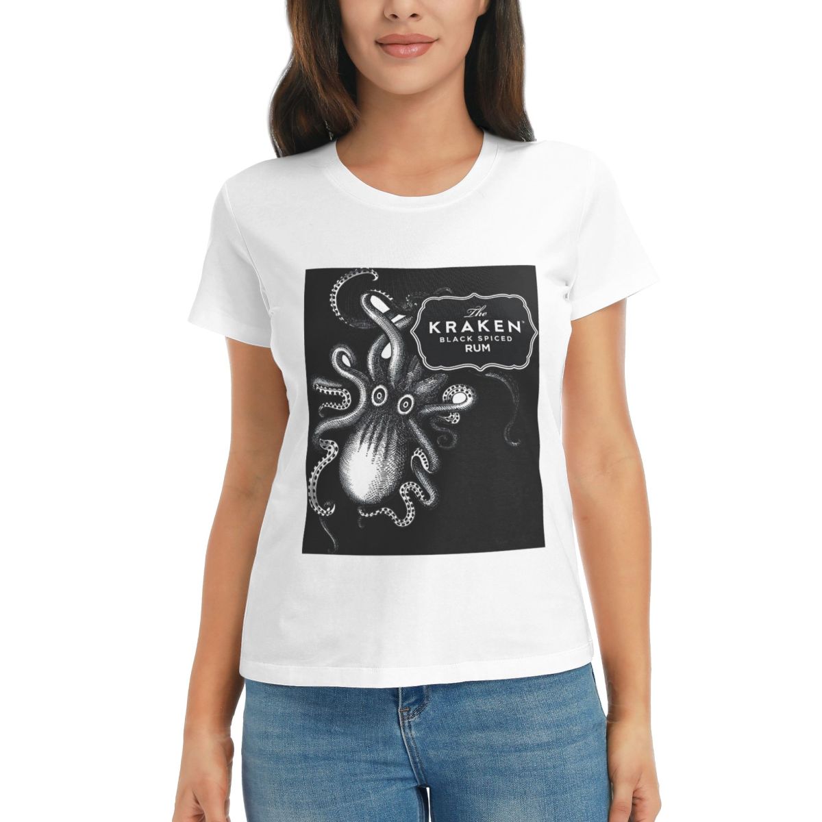 

WOMEN TShirt Kraken Rum Summer Short Sleeve Tees Round Neck Cotton T Shirts Clothes Tops Streetwear S
