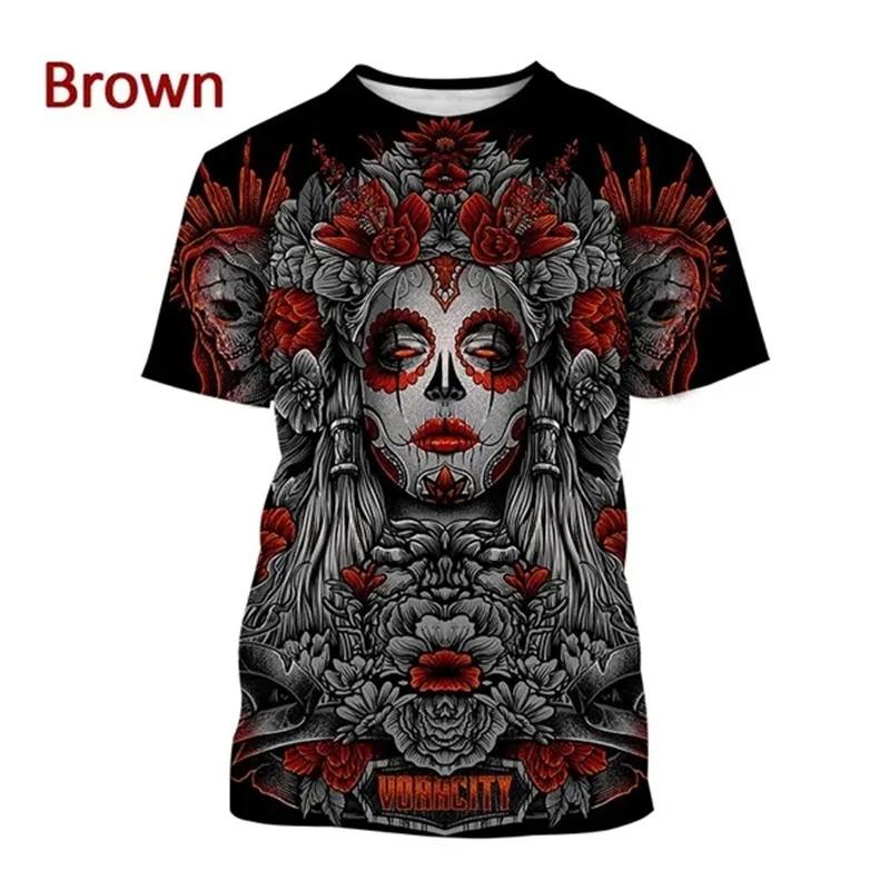 

3D Printed Mexican Katrina Girl T-Shirt For Men Day Of The Dead Graphic Short Sleeve Summer Streetwear T Shirts O-Neck Tops Tees XXS