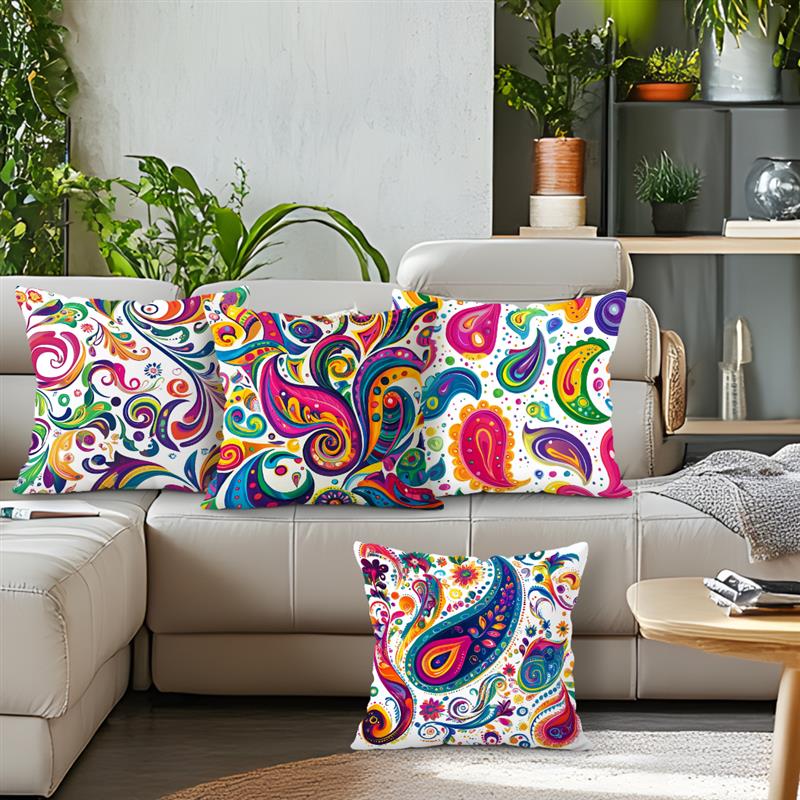Paisley Pattern Cushion Pillowcase Printed Polyester 45X45Cm Throw Pillow Cover Decorative Sofa Cushion Pillowslip Home Decor