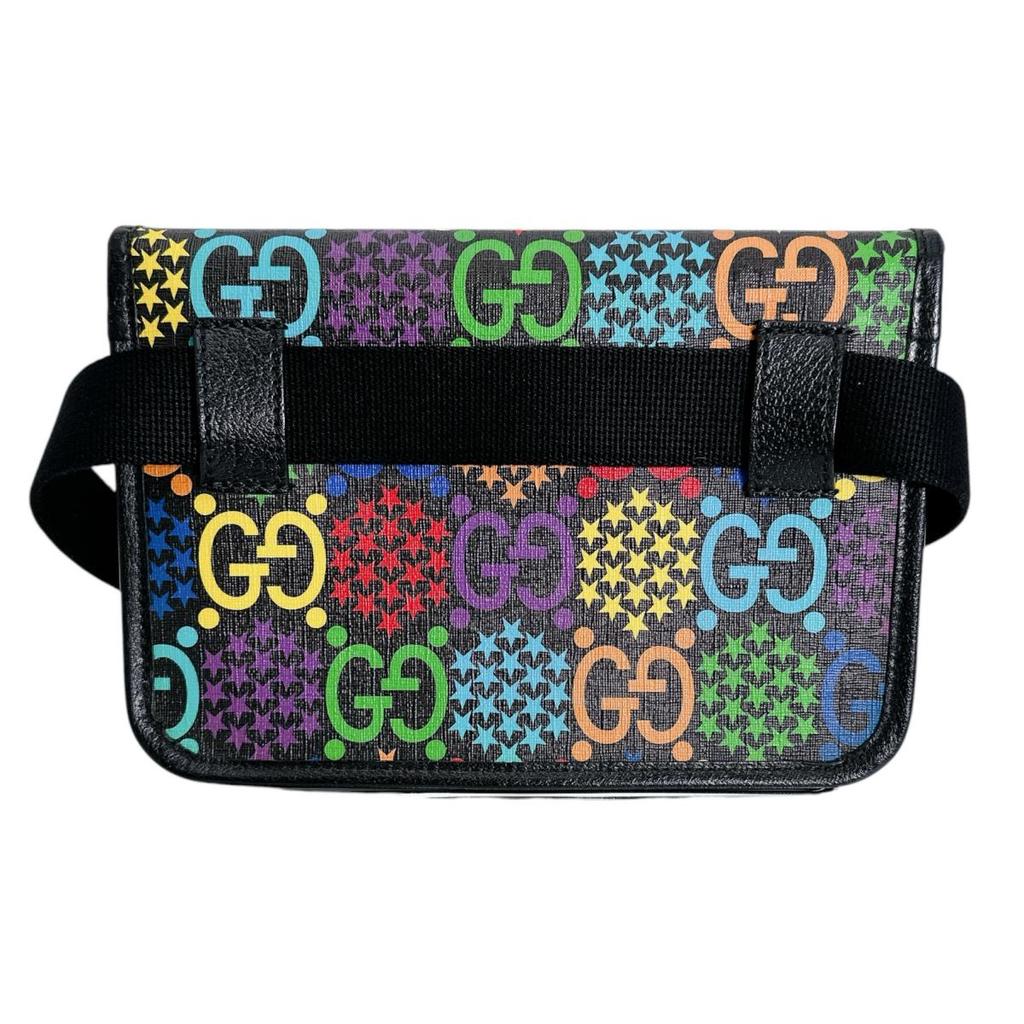 Gucci Cross Body Sling Bag GG Psychedelic Waist Bag Waist Pouch Leather Used