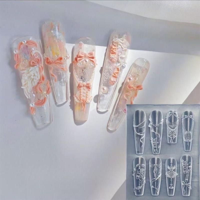 Gâteau Crème Jupe Nœud Ruban Moule Acrylique 3D Décorations Nail Art Design DIY Moule en Silicone Nail Art Modèle Pour Charms Ongles