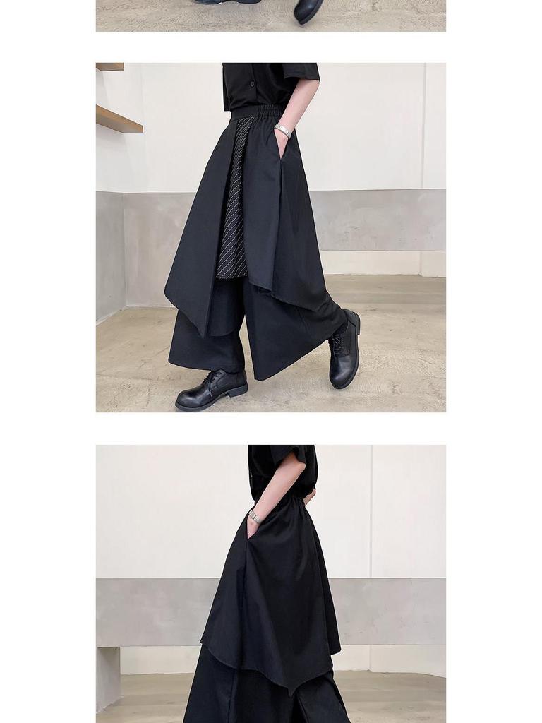 Yohji Yamamoto Men's Dark Irregular Japanese-style Ribbon Pants - Samurai Kendo Skirt Design for Summer