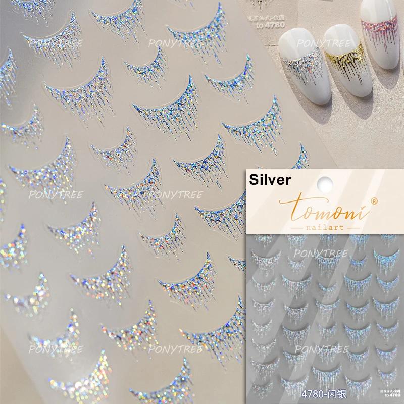 5D Bronzing Star Nail Art Stickers 1pcs Luxury Diamond Gold Sliver Laser Pentacle Self Adhesive Nail Decorations Slider Decals
