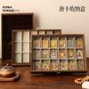 12 Slot Wooden Jewelry Box With Glass Lid Black Walnut Finish New Traditional Style