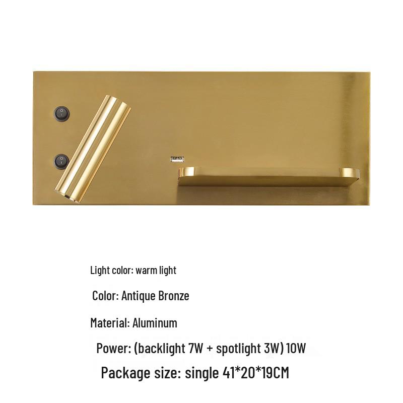 Minimalist LED Bedside Wall Light with Wireless Charger & USB Reading Light