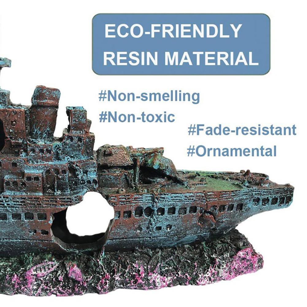 Aquarium Ship Decoration Realistic Pirate Ship  Aquarium Landscaping Ornaments For Fish Tank