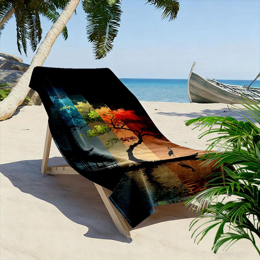 Radiant Tree of Tranquility Print Beach Towel, Quick Drying, Suitable for Travel, Outdoor Sports, Jogging, the Beach and Swimming, Gift