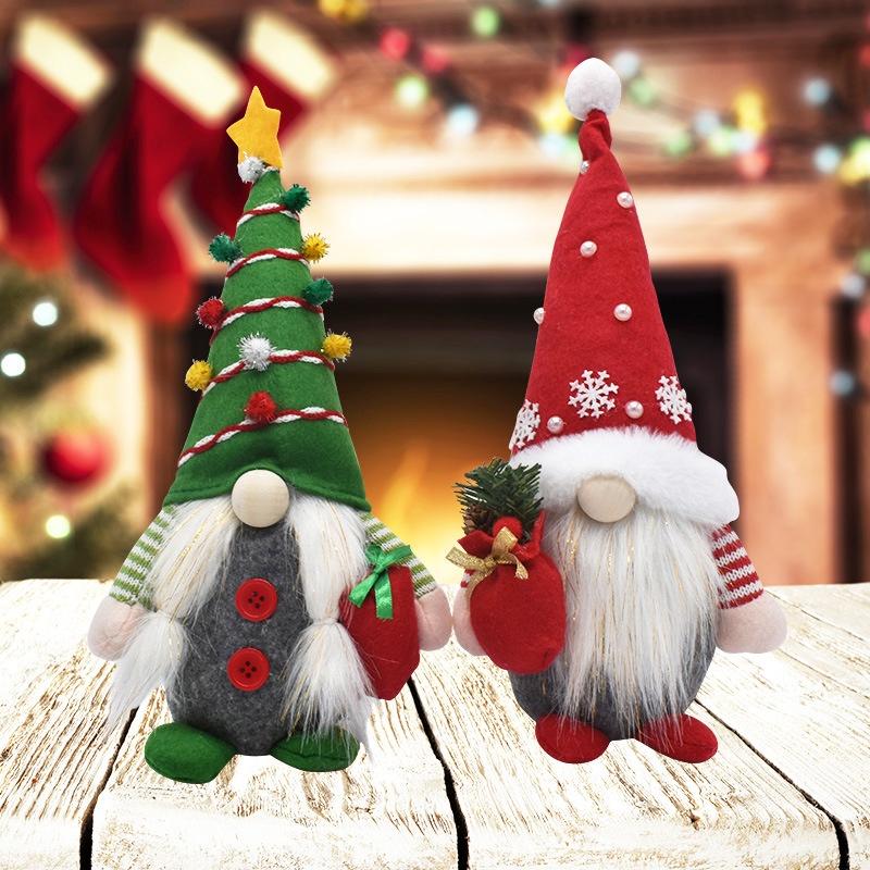 Christmas Decoration Holy Faceless Doll Ornament Wholesale Stock 31*16*7cm Handcrafted Green/red