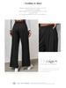 2024 Women's Autumn Solid Color Wide Leg Ribbed Casual Pants with Elastic Waist