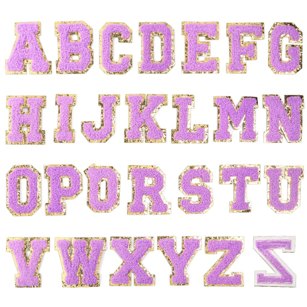 26Pcs/Set 6cm English Letter Patches Gold Edged Chenille Patches Iron On Stickers For DIY Crafts Clothing Hat Bag Decoration