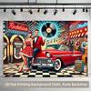 1 Piece of 2D Background Fabric, Retro Music Dance Hall Party Scene Background Fabric, Multi-functional Background Polye
