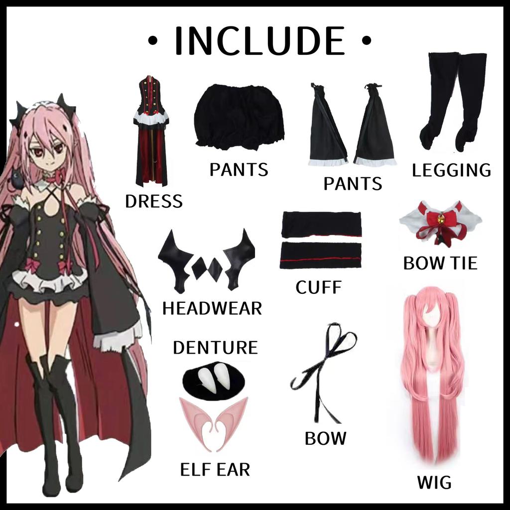 Seraph Of The End Krul Tepes Cosplay Costume Uniform Wig Anime Chinese Style Halloween Costumes Game Opulent Splendor