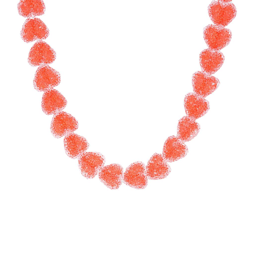 Cute Heart Shaped Resin Pendant Necklace Vibrant Colors Lightweight Comfort Adjustable Chain Accessory For Daily Wear