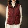 Women Lapel Collar Padded Vest Wavy Stitching Button Front Two Pockets Sleeveless Autumn Winter Vest
