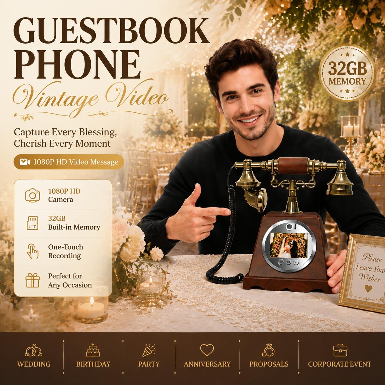 Retro Style Wedding Video Guestbook Phone