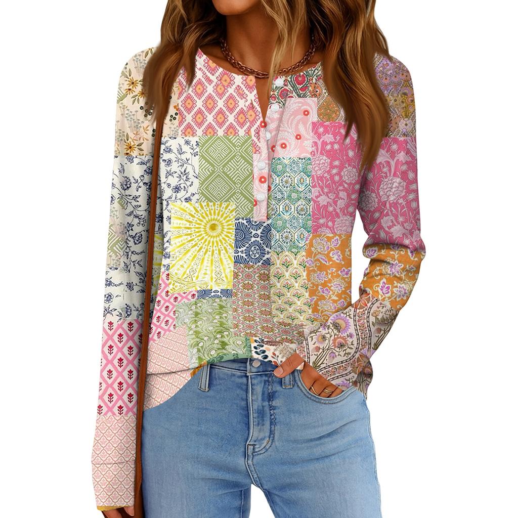 Women's Fashion Loose Long Sleeve Round Neck Casual Top