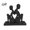 Easy Care Home Ornament 3D Printed Abstract Back-to-Back Couple Sculpture Matte Black Desktop Ornaments with Stable Base Modern Minimalist