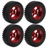 Set of 4 Aluminum Wheel Hubs with Rubber Tires for MN86 112 CarRed RC Parts (Red)