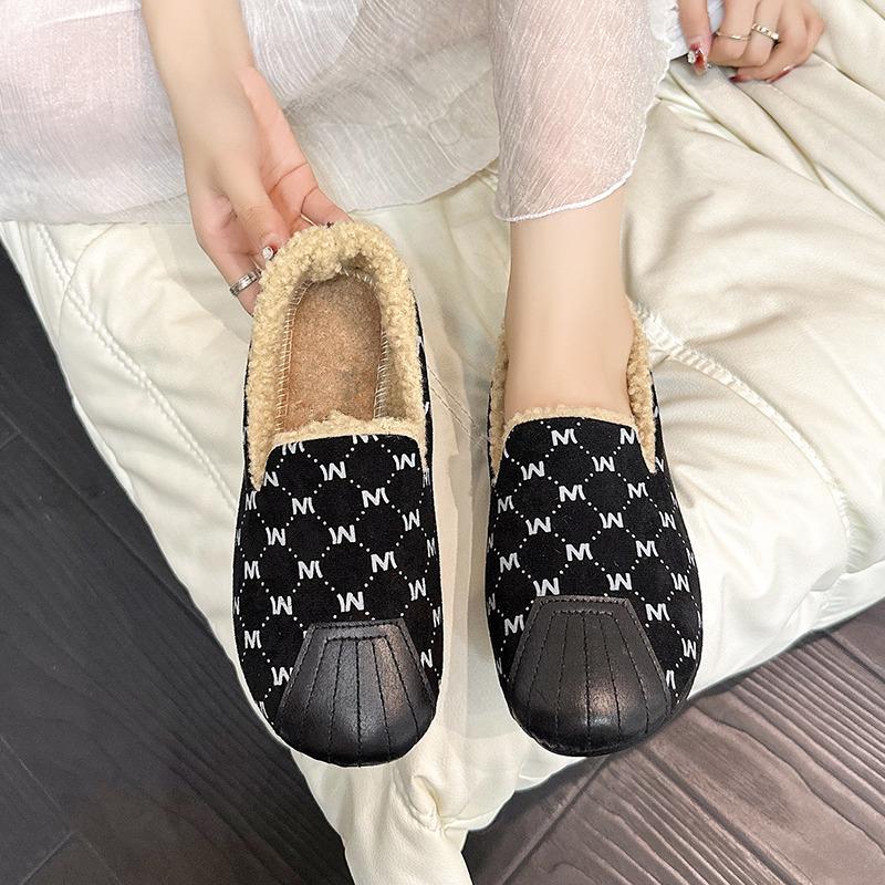Mao Mao Schuhe Damen Wintermode 2025 neu vielseitig Samt warm Baumwollschuhe große Größe Damenschuhe Schwangere flache Beanie-Schuhe