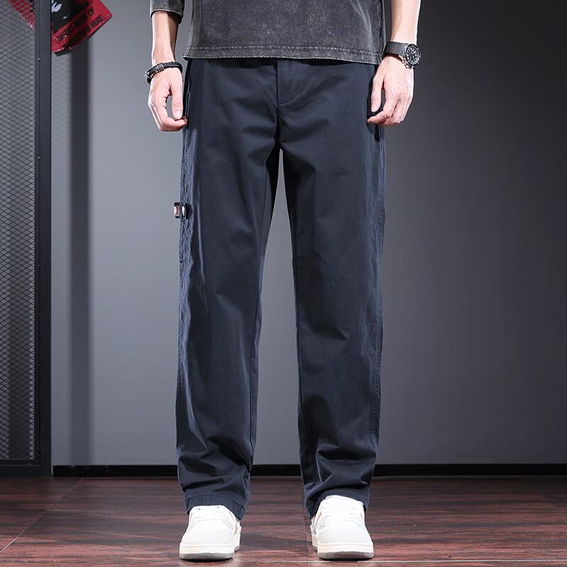 JIELEINUO Men's Relaxed Fit Straight-Leg Cotton Casual Pants