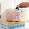 Gingham Fabric Storage Basket Soft Quilted Makeup Storage Basket  Home Decor